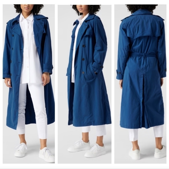 NWT Lauren Ralph Lauren Featherweight Twill Trench Coat Indigo Sail Blue - 4 - Picture 7 of 8